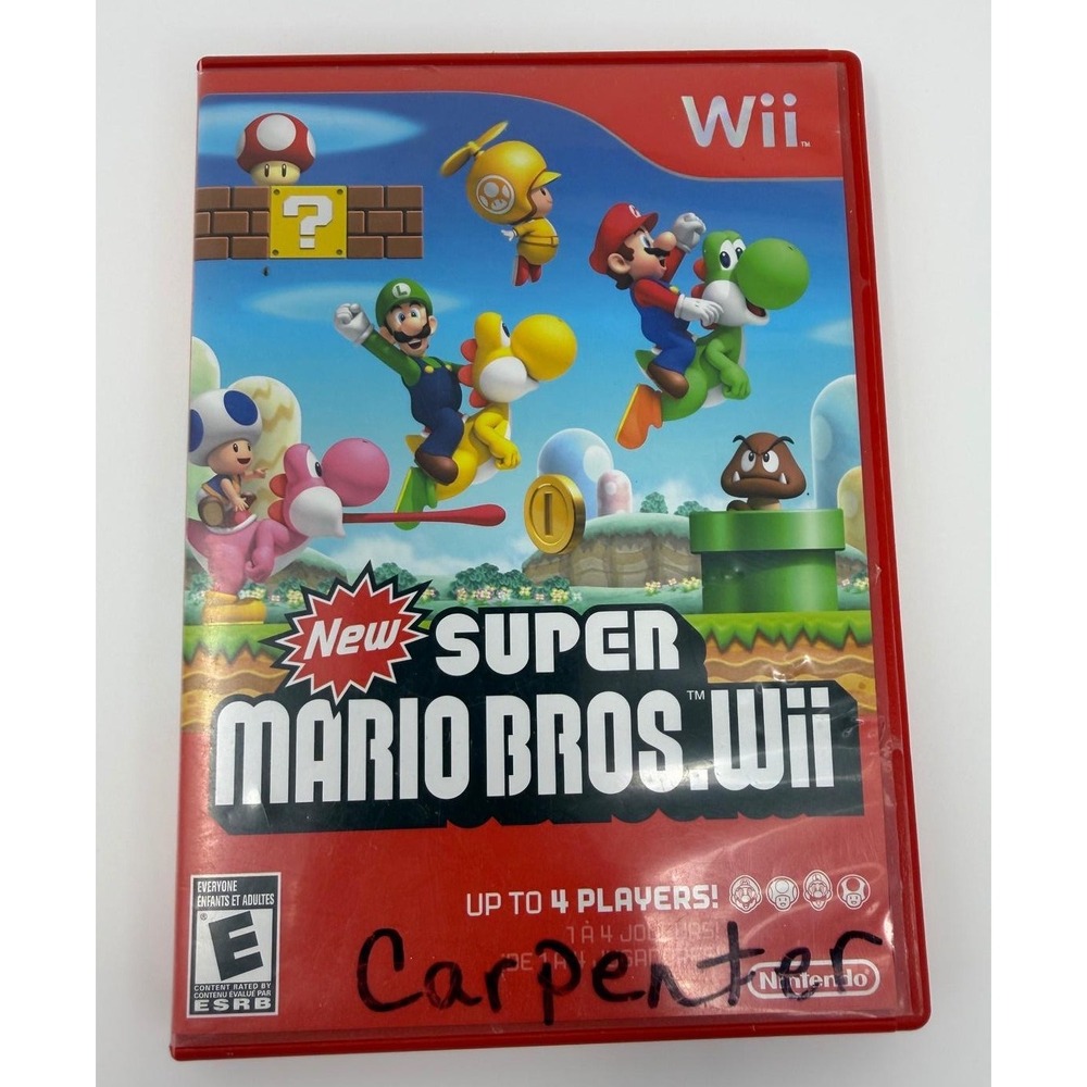 New Super Mario Bros Wii Nintendo Complete CIB Red Case Manual Tested Video Game